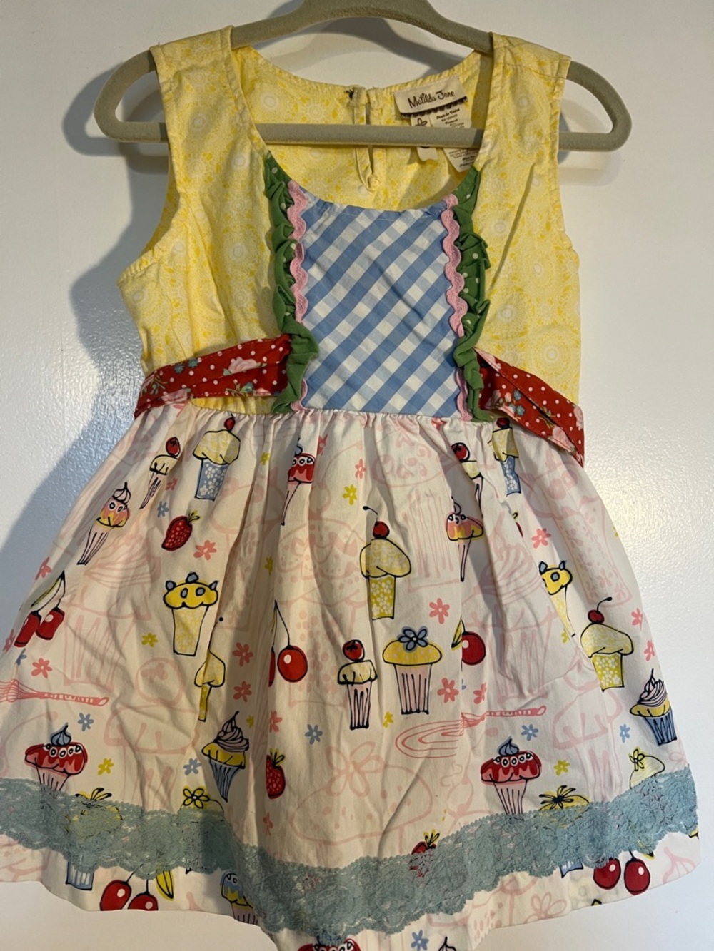 Matilda Jane Yellow & Cupcake Patchwork Dress